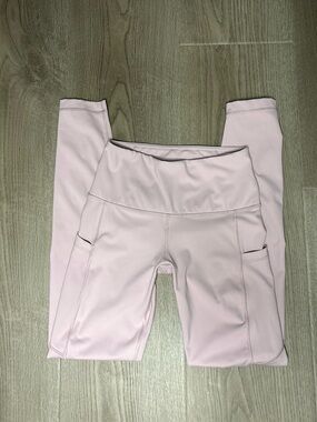 Light pink high-waisted leggings with pockets size extra small